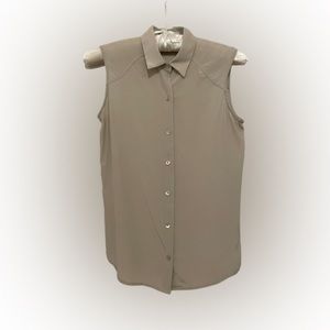 Everlane 100% Silk Sleeveless Button Down Grey Blouse